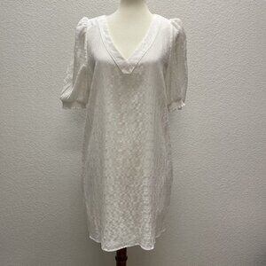 BB Dakota By Steve Madden Womens Mini Dress Bright White Puff Sleeves Size L